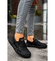 Siyah Renk Sneaker Erkek Ayakkabı Siyah Taban TB067