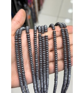 Hematit Taşı Fasetli Rondela Kesim Mat Gri 4x2mm Doğal Taş Dizi