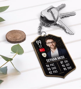 BK Gift Kişiye Özel Ahşap Anahtarlık Futbolcu Kartı-12