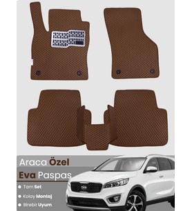 KİA SORENTO 5 KİŞİLİK (2015-2021) Uyumlu EVA Paspas Tam Set–Araca Özel,Kolay Montaj,Su Geçirmez