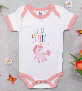 BK Kids I'm Cute Tasarımlı Pembe Bebek Body Zıbın-1