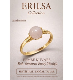 Sertifikalı Ruh Yatıştırıcı Enerji Yüzüğü – Pembe Kuvars Taşı Ayarlanabilir Gold Boğa Terazi Burcu