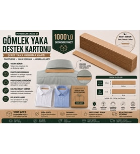 Premium Kraft Gömlek Yaka Destek Kartonu 2,5x34,5 cm 1000'li Gömlek Paketleme, Yaka Koruma ve Ambalaj Kartı