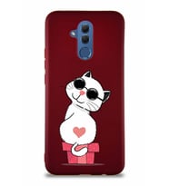 Huawei Mate 20 Lite Soft Premier Kapak Coolcat Tasarımlı Silikon Kılıf - Mürdüm (Şeffaf)