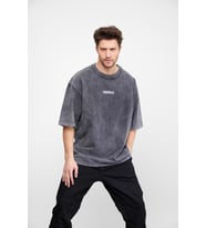 Erkek Oversize Essentıals Yıkamalı Eskitme T-shirt (Antrasit)