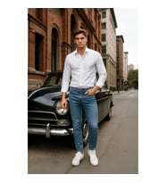 Erkek Süper Skinny Fit Düşük Bel Dar Kesim Dar Paça Likralı Mavi Jean Pantolon