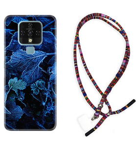 Tecno Camon 16 18P Pova Kılıf Boyun Asklı Rasta Silikon Blue Foid 1628