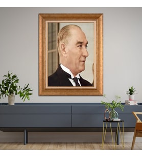Altın Varaklı Paspartulu Çerçeveli Tablo rv431