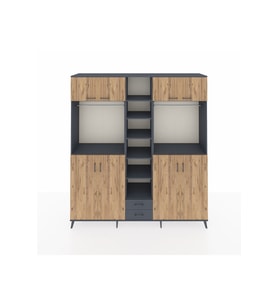 Hyperion Dolap 14 Raflı 2 Çekmeceli 2 Askılı 220x44x243 Antrasit-Çam/Antrasit