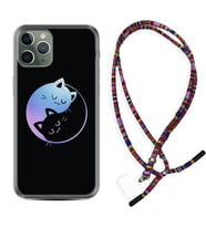 Apple iPhone 11 12 13 14 Pro Max Kılıf Boyun Asklı Rasta Silikon Love Cats 1604