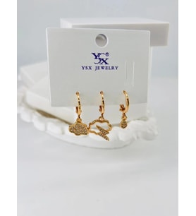 Zirkon Taşlı Üçlü Kombin Küpe - Kp00061