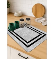 Gri Çerçeveli Microfiber Bulaşık Kurutma Kurulama Matı MM018