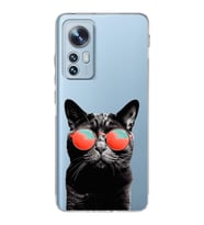 PrintiFy Xiaomi Mi 12 Pro ile Uyumlu 1mm Slim Fit Kedi 3 050d Baskılı Şeffaf  Kılıf