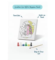 Unicorn Figürlü Çocuk Boyama Tuvali – Şövalesiz Boya Seti 20x20