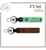 Yön Simgesi Olarak Hazırlanan Hediyelik, Kişisel Anahtarlık Takımı, Açık Yeşil-Açık Kahve