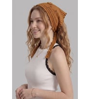Kadın File Örgü Dantel Görünümlü Çok Amaçlı Bandana Yazlık Plaj Uyumlu Delikli Triko Saç Bandanası Ve Bel Aksesuarı