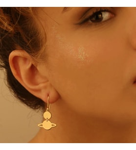 DKMN Gümüş İkili Gezegen Sallantı Küpe 925 Ayar Kadın Gümüş Küpe (Gold)