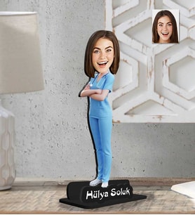 Kişiye Özel 2 Boyutlu Doktor Kadın Ahşap Biblo-7