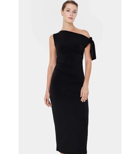 Vücuda Oturan Maxi Elbise Tek Omuz Asimetrik Yaka Polyester Kumaş Rahat Kullanım