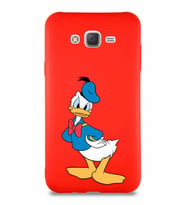 Samsung Galaxy J7 Core Soft Premier Kapak Donald Duck-D Tasarımlı Silikon Kılıf - Kırmızı (Şeffaf)