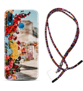 Huawei P20 Lite Mate 10 20 Lite Pro P40 Lite KılıfBoyun Asklı Rasta Silikon Gerçek Çiçekler 1743