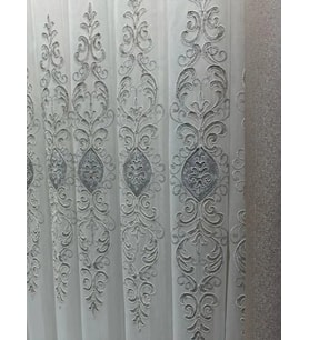NİVEMESHOME URANYUM V-6113 GÜMÜŞ DETAYLI 1/3 SIK PİLELİ TÜL PERDE APM