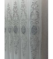 NİVEMESHOME URANYUM V-6113 GÜMÜŞ DETAYLI 1/3 SIK PİLELİ TÜL PERDE APM