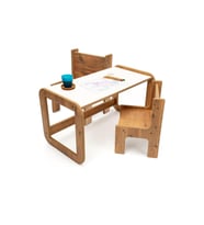 Beyaz Ahşap Sandalyeli Montessori Çocuk Ders Çalışma Masası + 2 Sandalye - Çocuk Aktivite Masası