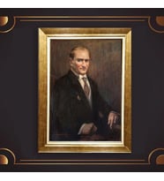 Altın Varaklı Çerçeveli Paspartulu Atatürk Tablo z4874 (Gold)