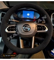 Opel Astra K Dikme Direksiyon Kılıfı Alcantara Süet Monza Black Giris ve Orta Alti Çift Serit Delikli 2015-2022