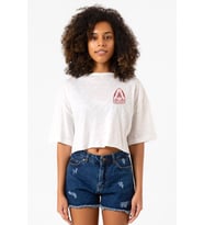 Top Gun Maverick Ghostrider Beyaz Kırçıllı Kadın Crop Tshirt