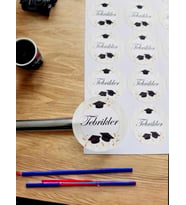 Tebrikler Yazılı Sticker Etiket  - Karne Mezuniyet  Hatırası Hediyesi Etiketi 35 adet -T466