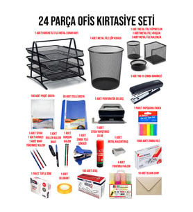 24 Parça Ofis Seti Ofis Kırtasiye Seti Ofis Masaüstü Set