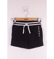 Toontoy Kız Çocuk Sport Nakışlı Cepli Şort (Siyah)