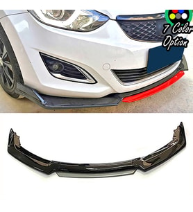 Hyundai Elantra Gri Renkli Şeritli Dilli Ön Lip 4 Prç Parlak Siyah ABS