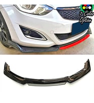 Hyundai Elantra Gri Renkli Şeritli Dilli Ön Lip 4 Prç Parlak Siyah ABS
