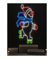 Kardan Adam Figürlü Yılbaşı Temalı Neon Tabela
