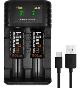 Batteries G32C 2’li AA/AAA/C/D Pil Şarj Aleti + 2 Adet Pro HR14 C Orta Boy 5000 mAh 1.2V Ni-MH Şarj Edilebilir Pil Seti