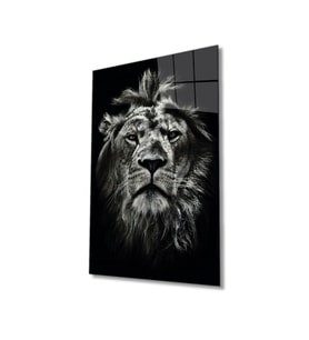 Miyrem Glasses Collection -A1^#  Aslan Hayvan Portresi Cam TabloCam Tablo (Çok Renkli)