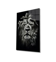 Miyrem Glasses Collection -A1^#  Aslan Hayvan Portresi Cam TabloCam Tablo (Çok Renkli)