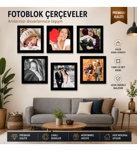 Yapışkanlı 6 lı Fotoblok türü çerçeveler 20x20