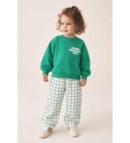 Little Wanderers Ekose Pantolonlu Unisex 2’li Takım - Yeşil