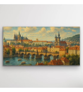 Prag Şehir Manzarası Kanvas Tablo 60x120cm