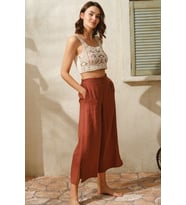 Kadın Sıfır Kol Oyuk U Yaka Cotton Düz Yazlık Uzun Dantel Detaylı Pijama Takımı (Renksiz)