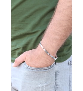Kilit Tasarım 925 Ayar Saf Gümüş Erkek Bileklik 201024447