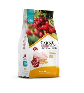 Carni Life Kızılcık Tavuklu ve Narlı Yavru Kedi Maması 1.5 Kg (Kahverengi)