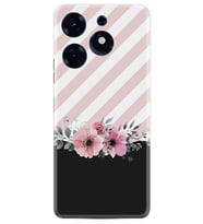 Tecno Spark 10 Pro Kılıf Resimli Desenli Baskılı Silikon Strip Pink Flowers 1396