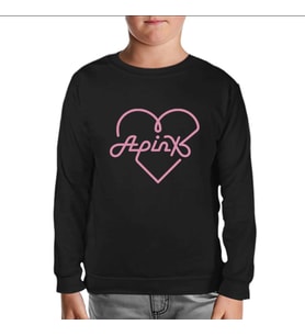Apink - Logo Kalp Siyah Çocuk Sweatshirt