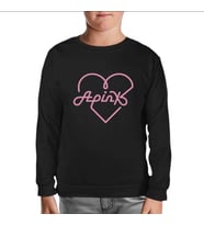 Apink - Logo Kalp Siyah Çocuk Sweatshirt