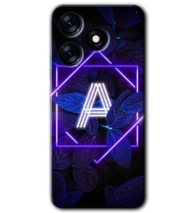 Tecno Spark 10C Kılıf HD Desen Baskılı Kılıf - Dark Neon Yaprak A Harfi